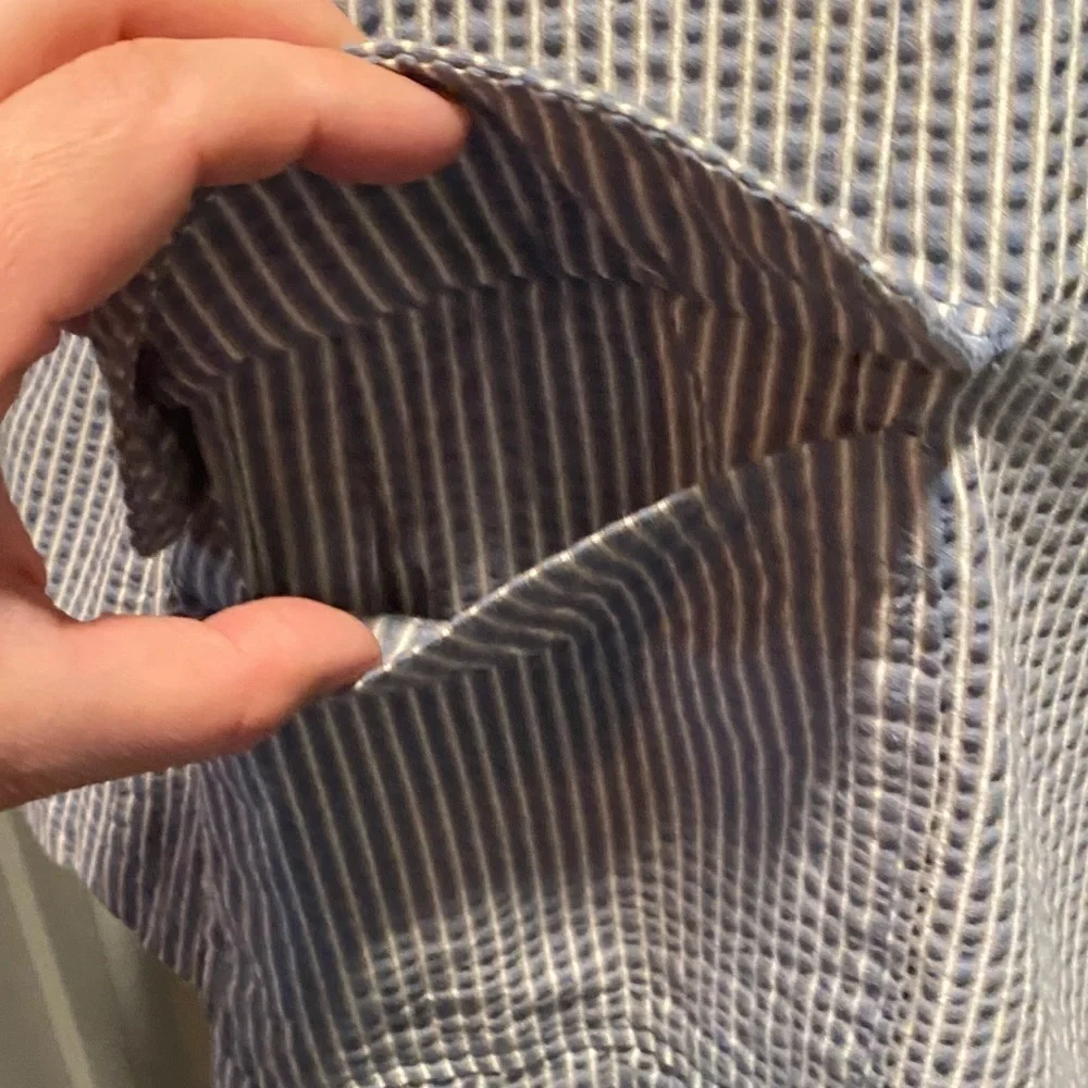 Seersucker Blazer Mens L Blue Taupe Summer Jacket John Bartlett Consensus